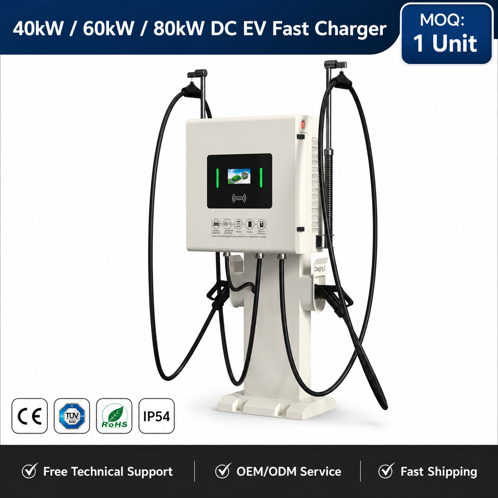 Efficient 40kw 60kw 80kw Stand Column DC Fast EV Charger Station For Retail Parking Lot - Smart, Networked and Payment-Ready