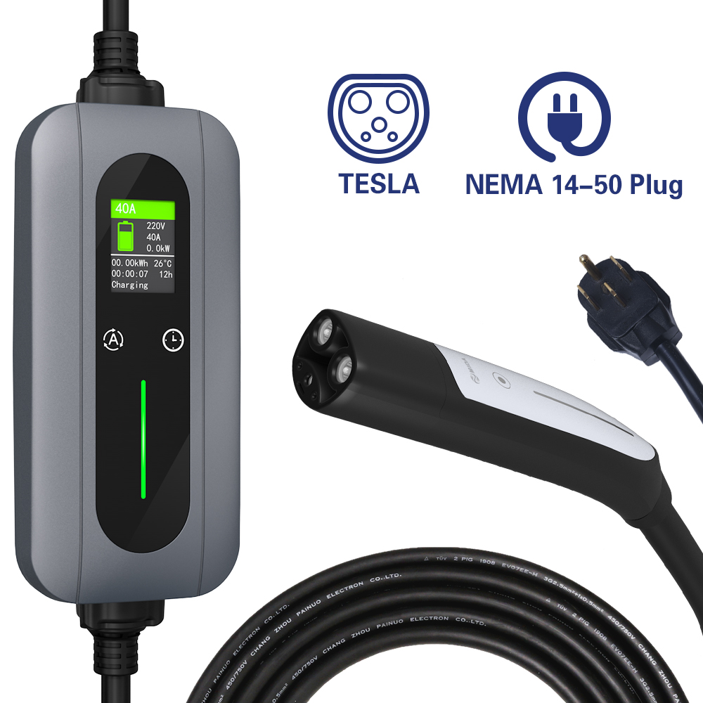中国 7KW レベル2 EV充電器 ポータブルEVSE電気自動車充電器（テスラ用 