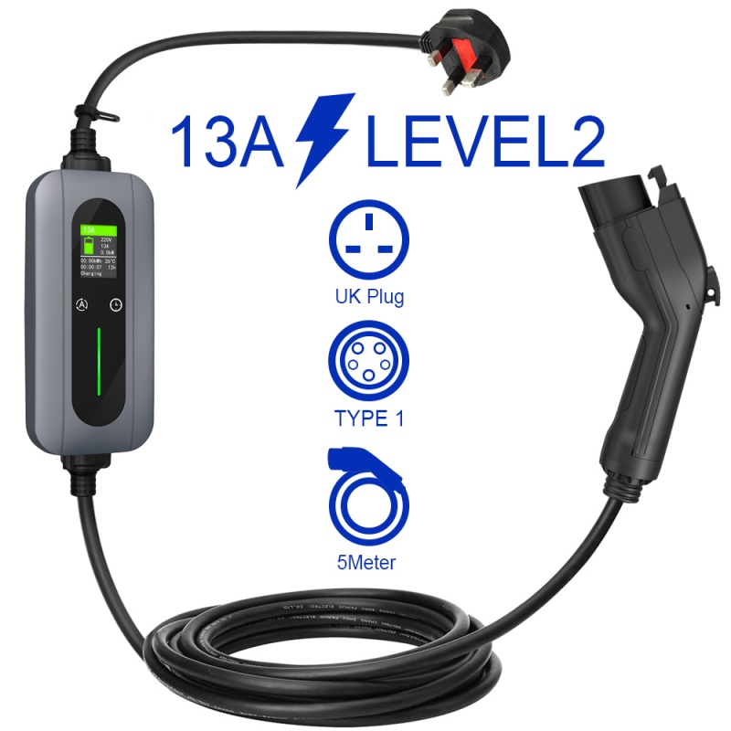 中国ポータブル充電3.7kWタイプ1 LEDディスプレイ10A 13Aレベル2