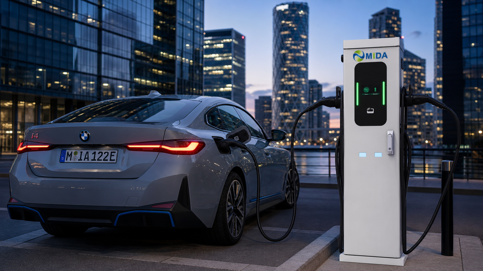 22kW 44kw Pedestal EV Charging Station Floor Mounted Commercial Level 2 Smart AC Charger With Type 2 Socket - Smart, Networked and Payment-Ready