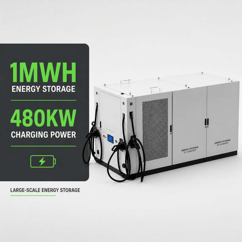 Containerized BESS Energy Storage EV Charging Infrastructure Offgrid Solar 960kWh 400kW 50kW 93kWh Public - Smart Management, OCPP and Remote Control