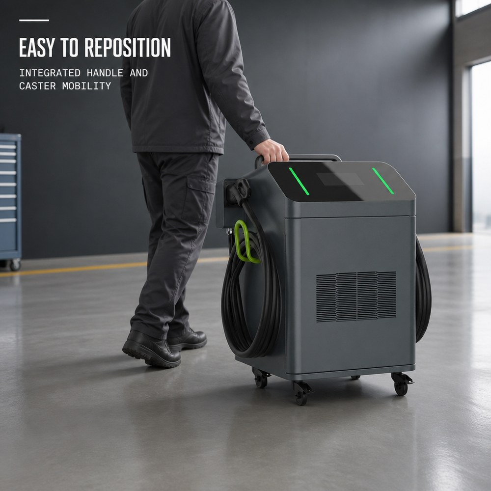 MIDA 60kW Mobile DC Fast Charging Station CCS2 CHAdeMO Wheeled Portable EV Charger For Public Fleet Depot - Smart Control and Multi-Standard