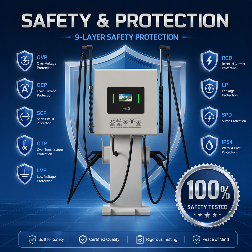 Advanced 40kw 60kw 80kw Stand Column DC Fast EV Charging Station With Dynamic Load Balancing - Safety, Compliance and Long Service Life