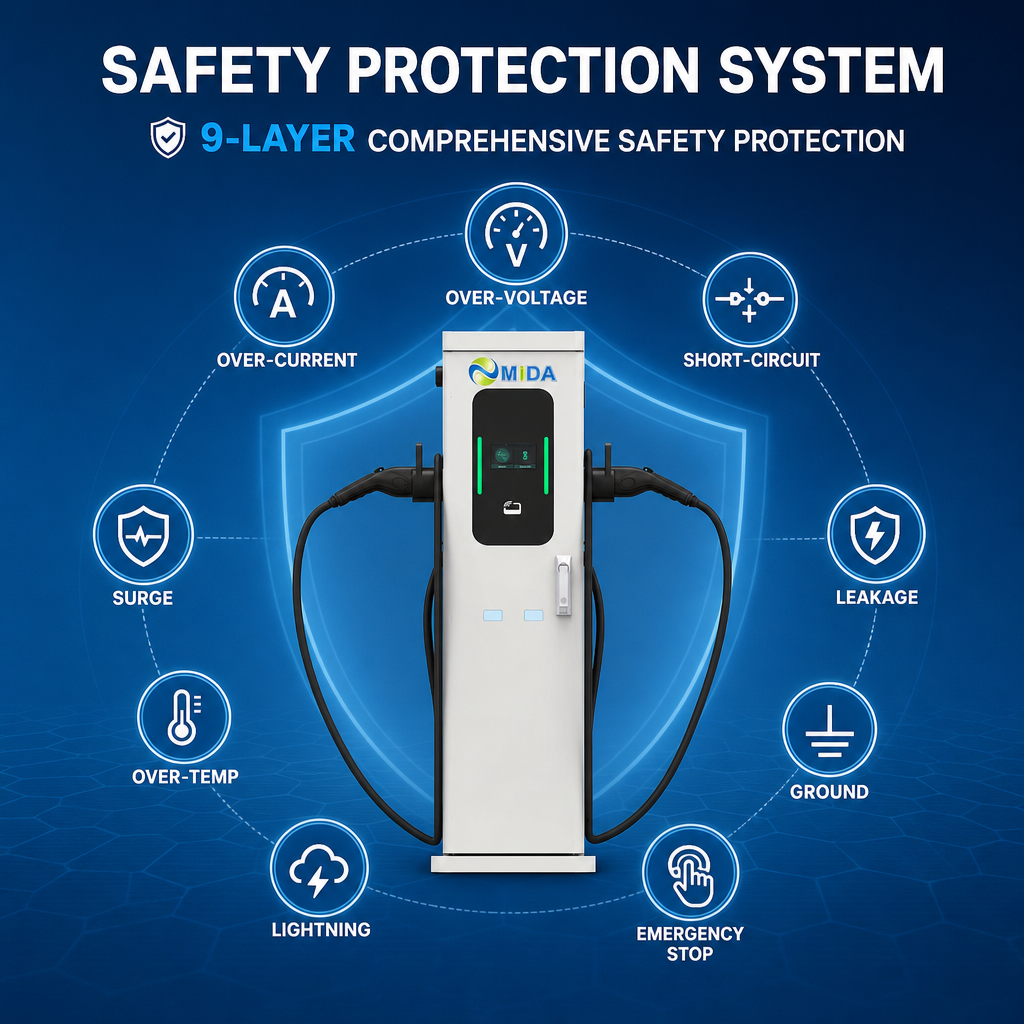 Floor Mounted 22kw 44kW Dual Port AC EV Charger Pedestal Smart Electric Car Charging Point With APP Control - Built for Commercial Outdoor Duty