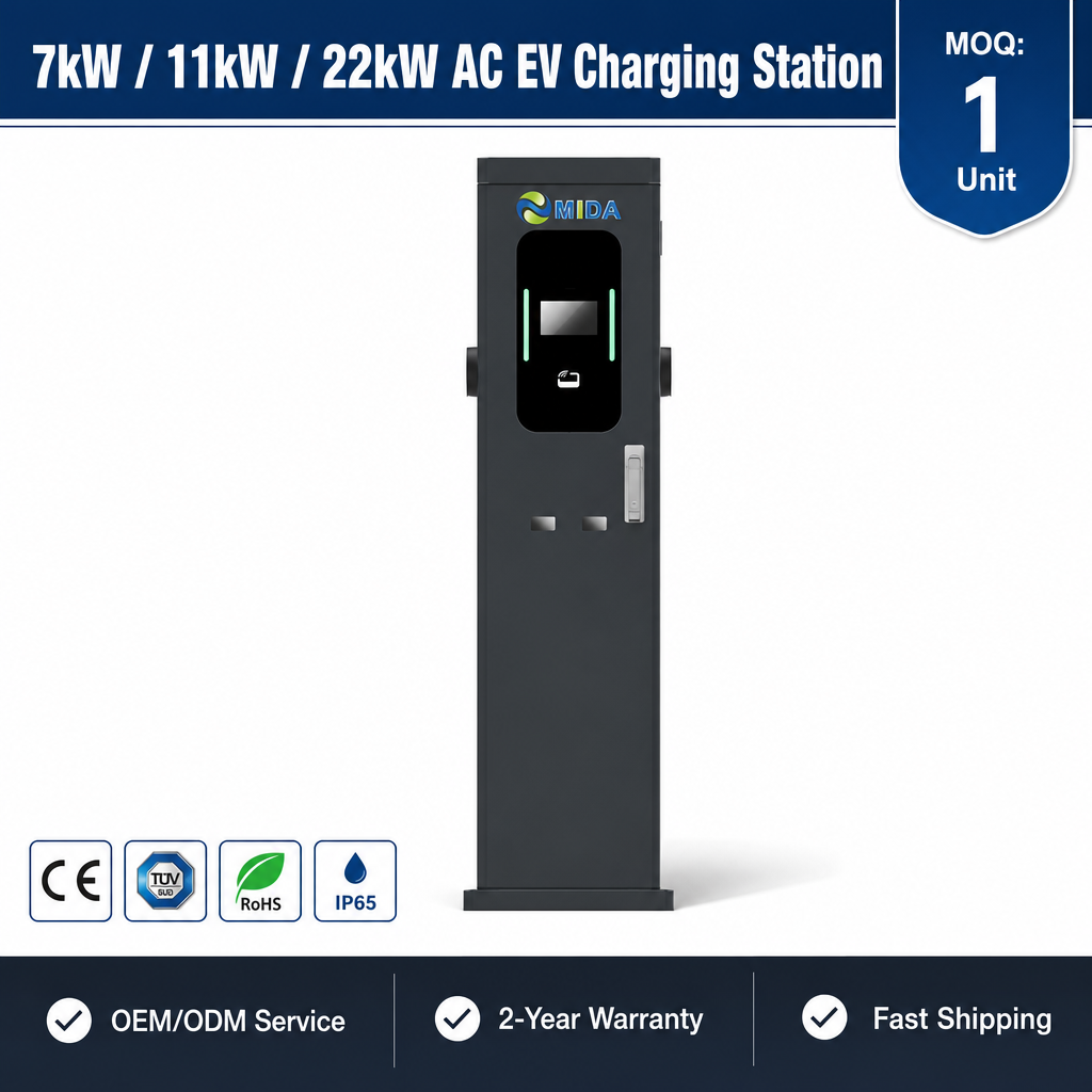 Smart 14kW 22kW Socket Pedestal Floor Mounted AC EVSE Level 2 Commercial Electric Vehicle Charging Station Approved - Flexible 14kW-88kW AC Power Options