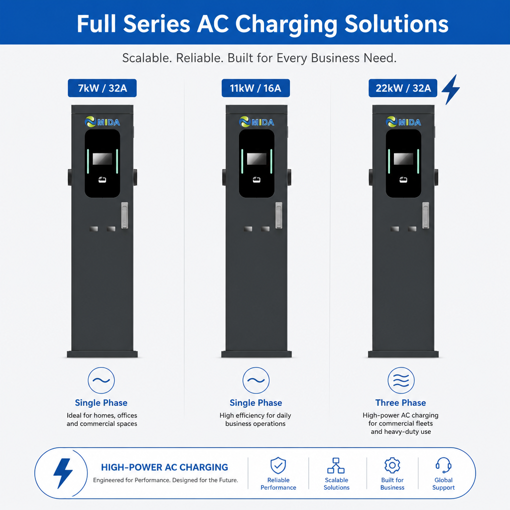 Commercial 22kW 44kW Dual Socket Pedestal Floor Mounted AC EV Charging Station Smart Level EVSE Fully Certified TUV - Flexible 14kW-88kW AC Power Options
