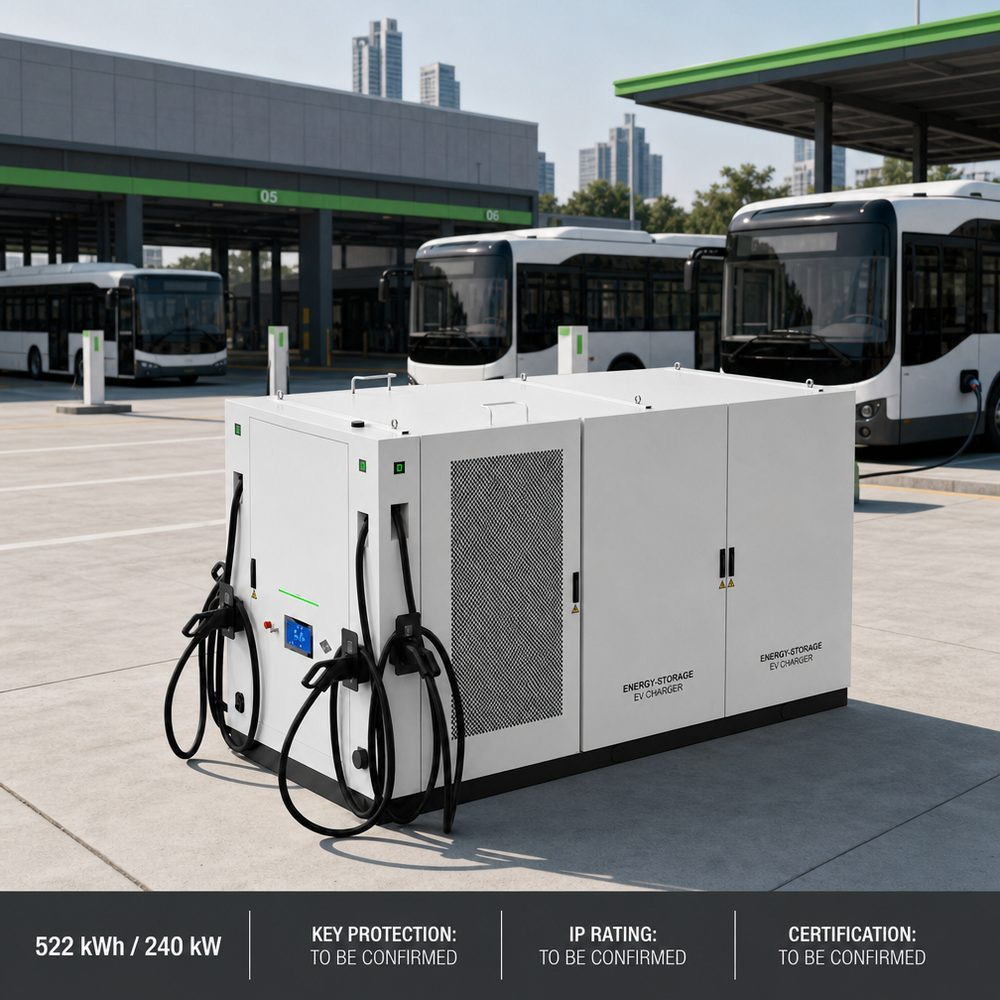 Industrial BESS Energy Storage DC Fast EV Charger Commercial Fleet 50kW 93kWh 100kW 240kWh - Peak Shaving and Demand Charge Reduction
