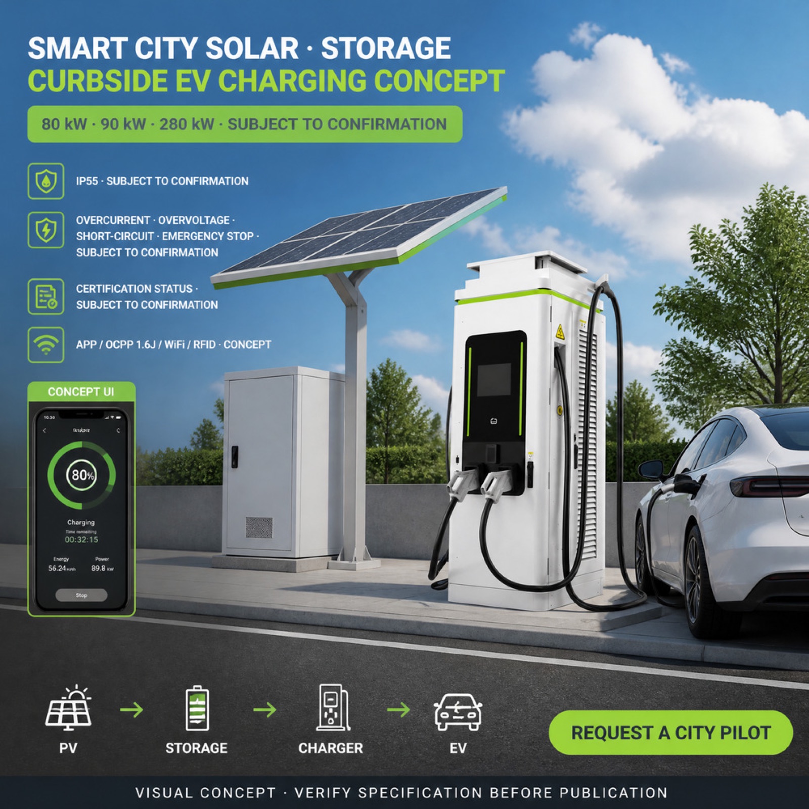 PV OCPP DC DC 120kW 180kW Fleet Switzerland EV Charging Station Heavy Duty Charging - Smart, Networked and Payment-Ready DC Charger