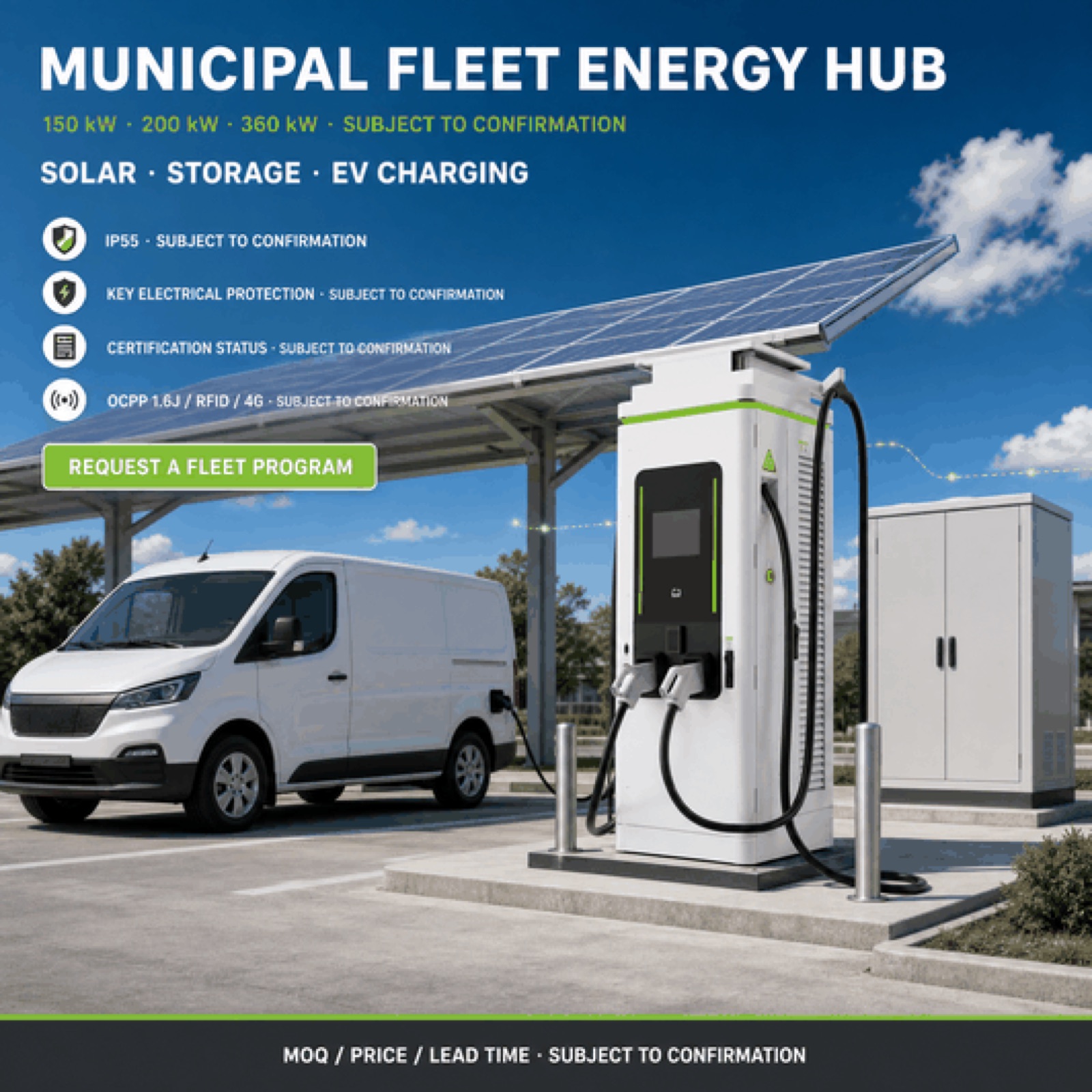Standalone Solar DC DC 300kW 360kW Commercial Urban Fast Charger Municipal Fleet Charging Fleet - High Efficiency and Lower Operating Cost