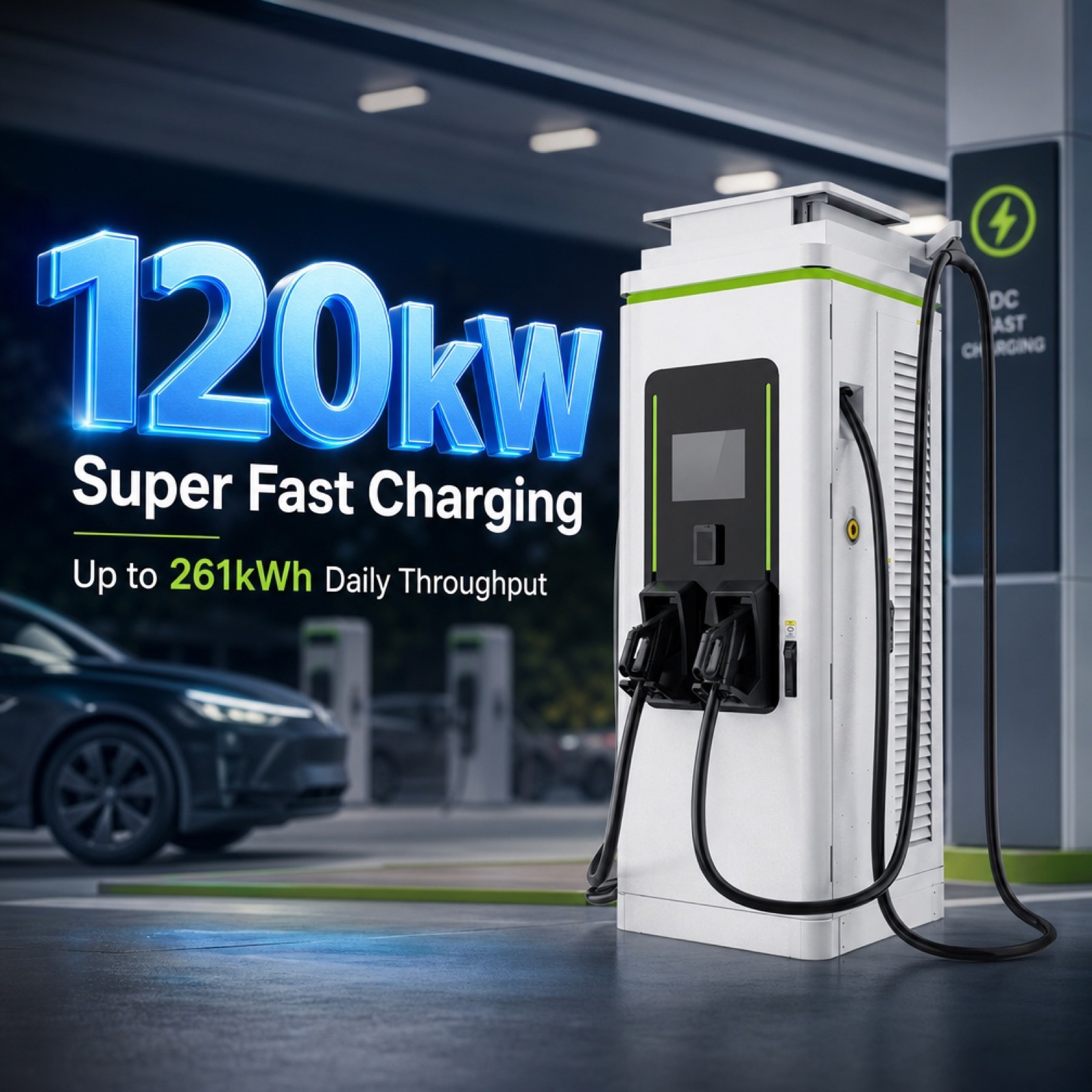Renewable Solar DC 160kW 180kW EV Charging Station 800V United Motorway Service Area Scalable - Smart, Networked and Payment-Ready DC Charger