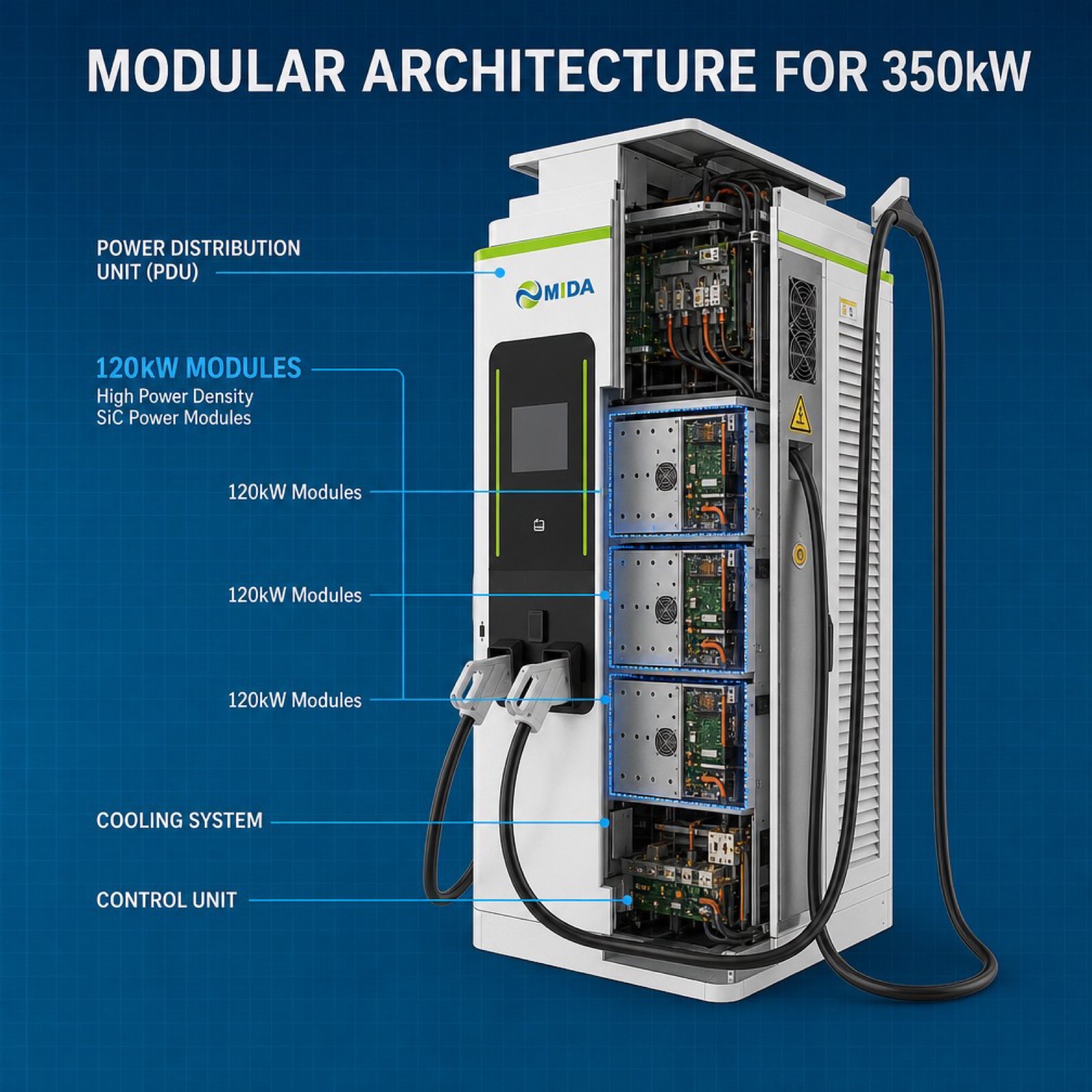 350kW 400kW Modular DC Fast EV Charger Public Grid Hotel Destination Charging Rugged Enclosure - Smart, Networked and Payment-Ready DC Charger