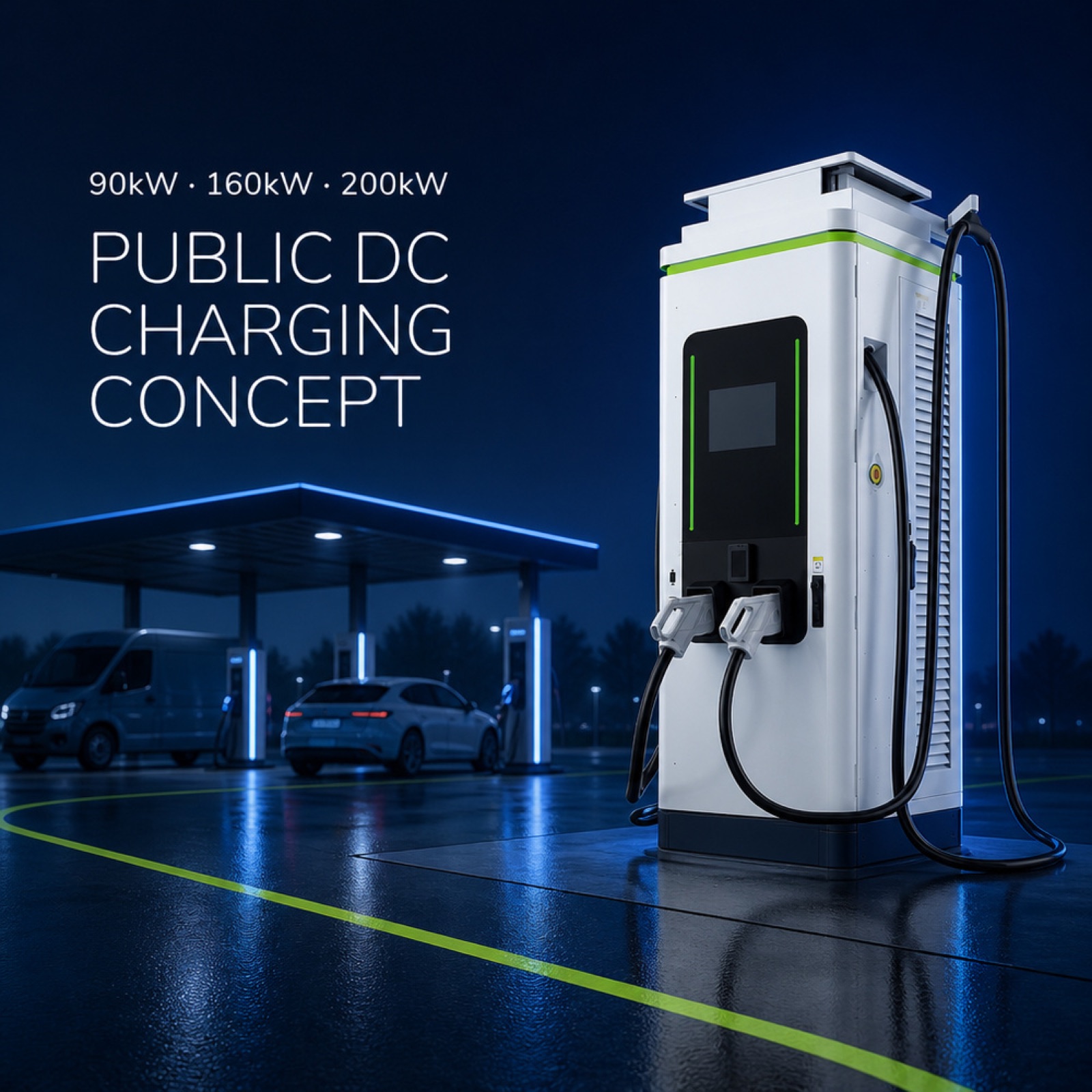 Fleet Depot DC 90kW 160kW Fast Charger Grid Kingdom Retail Parking Charging Rugged Enclosure - Flexible 90kW-160kW Floor-Standing DC Power
