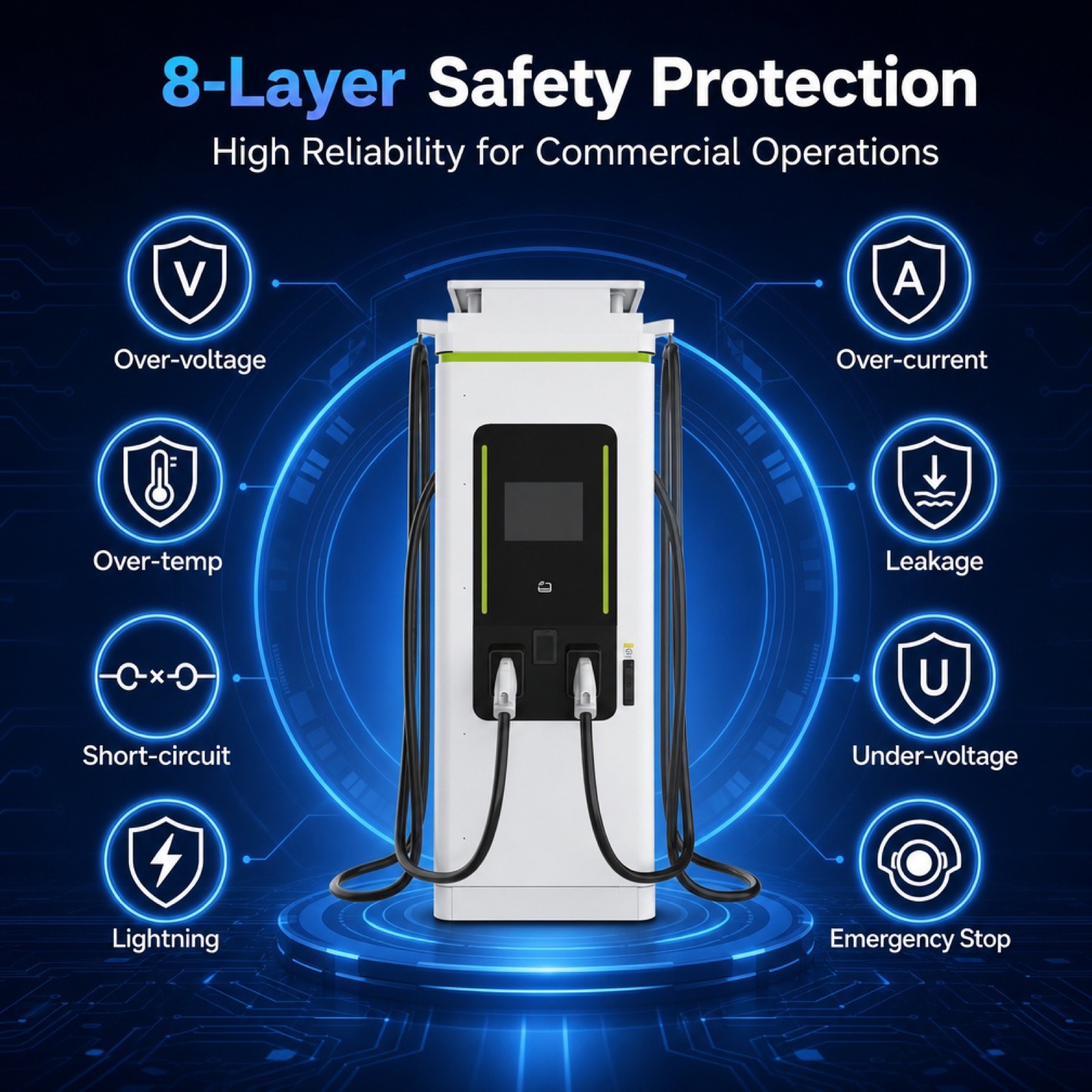 CHAdeMO CCS2 DC 90kW 350kW 80kW Fast Charger Grid OCPP Service Area Charging Dynamic - Smart, Networked and Payment-Ready DC Charger