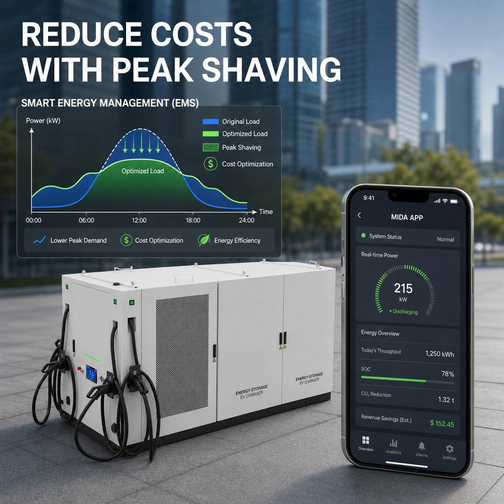 120kWh 60kW Integrated Solar Storage EV Charging Station For Commercial Fleet Infrastructure Deployment Projects - Peak Shaving and Demand-Charge Reduction