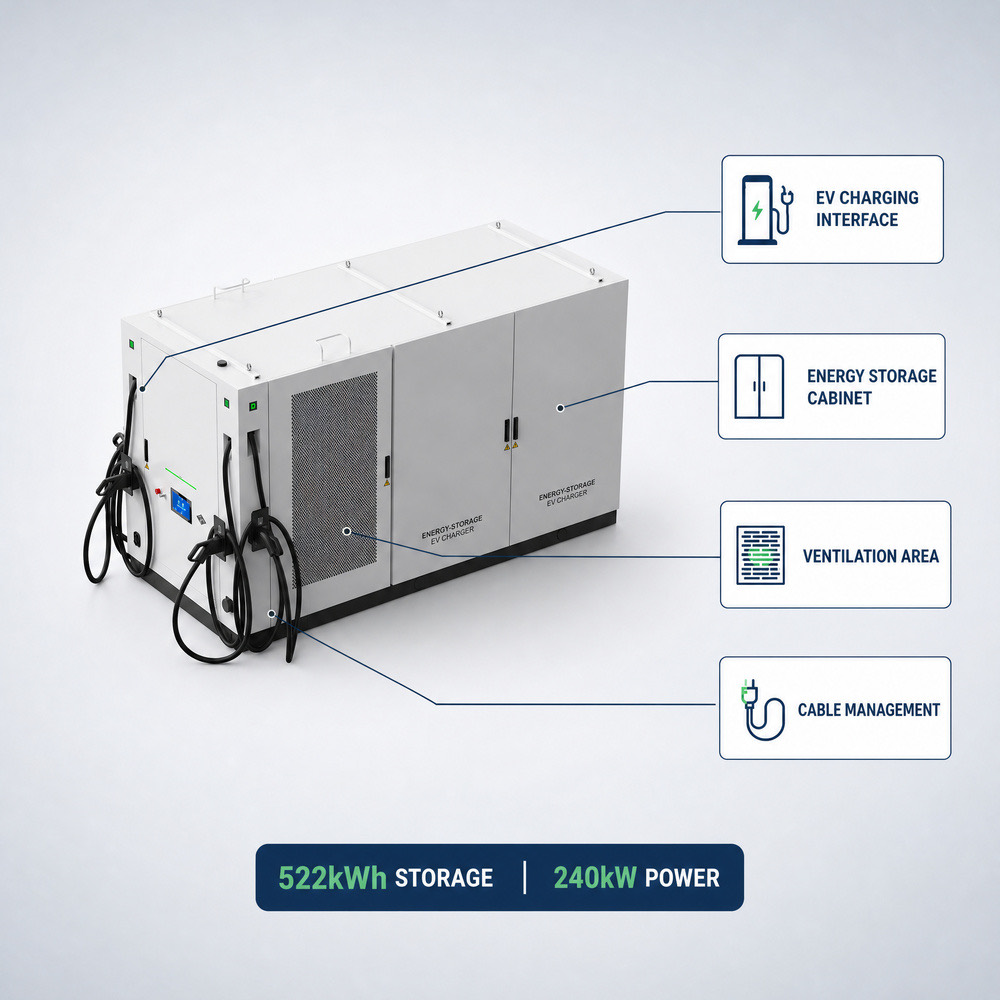 LFP BESS Battery Energy Storage EV Charging Station Offgrid Remote 261kWh 120kW Wholesale Supply - Peak Shaving and Demand Charge Reduction