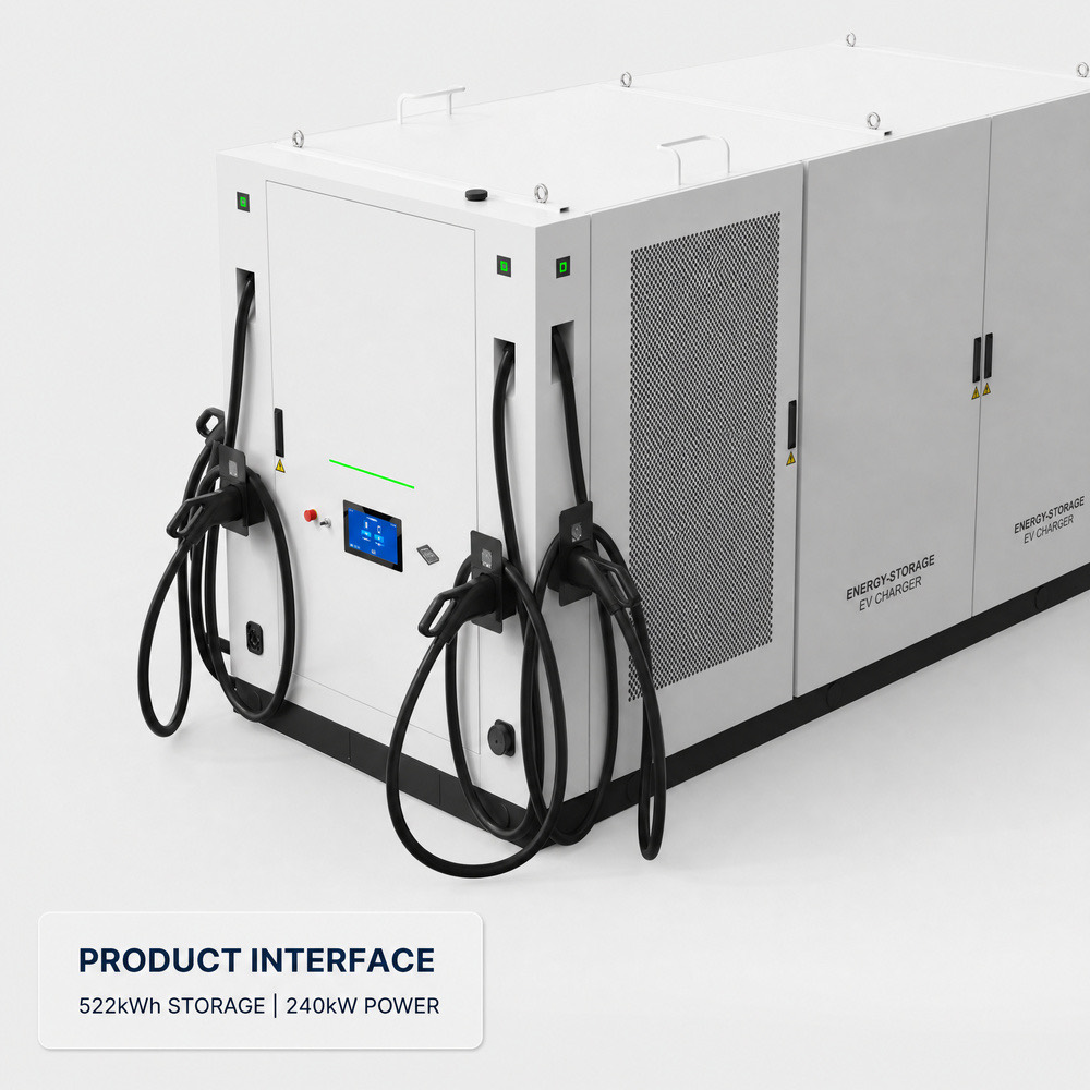 Industrial BESS Energy Storage DC Fast EV Charger Commercial Fleet 50kW 93kWh 100kW 240kWh - LFP Battery Safety and Long Cycle Life