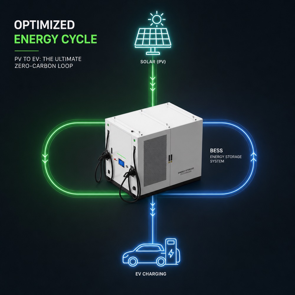 Factory Direct BESS Battery Energy Storage EV Charger China PV 120kWh 60kW Energy Management - Integrated BESS and DC Charging Architecture
