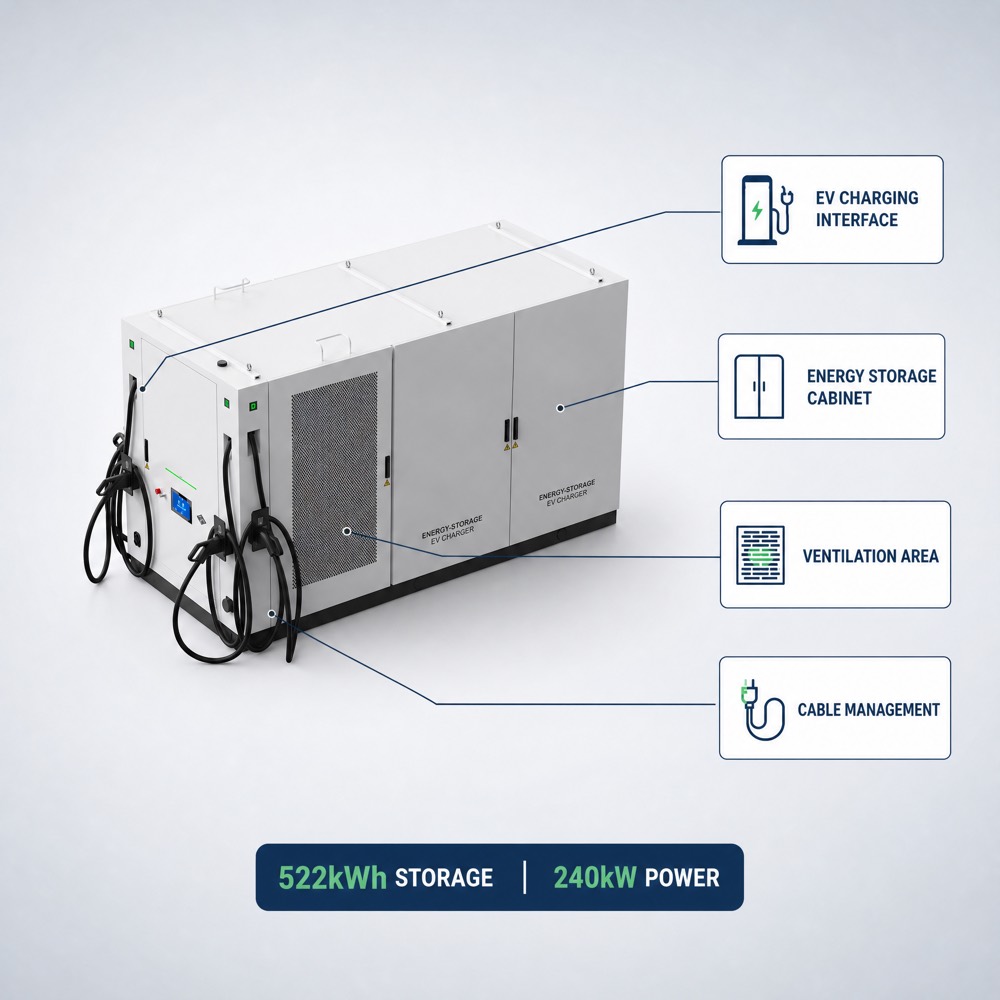 Advanced Municipal BESS Energy Storage EV Fast Charger Fleet Commercial 120kW 241kWh 240kW 260kWh - Solar Integration and Off-Grid Resilience