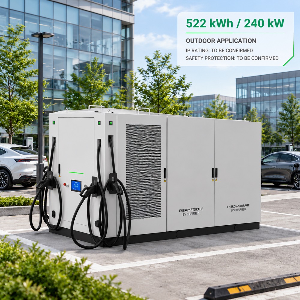 Factory Direct BESS Battery Energy Storage EV Charger Grid 261kWh 120kW 522kWh 240kW Fleet - Integrated BESS and DC Charging Architecture