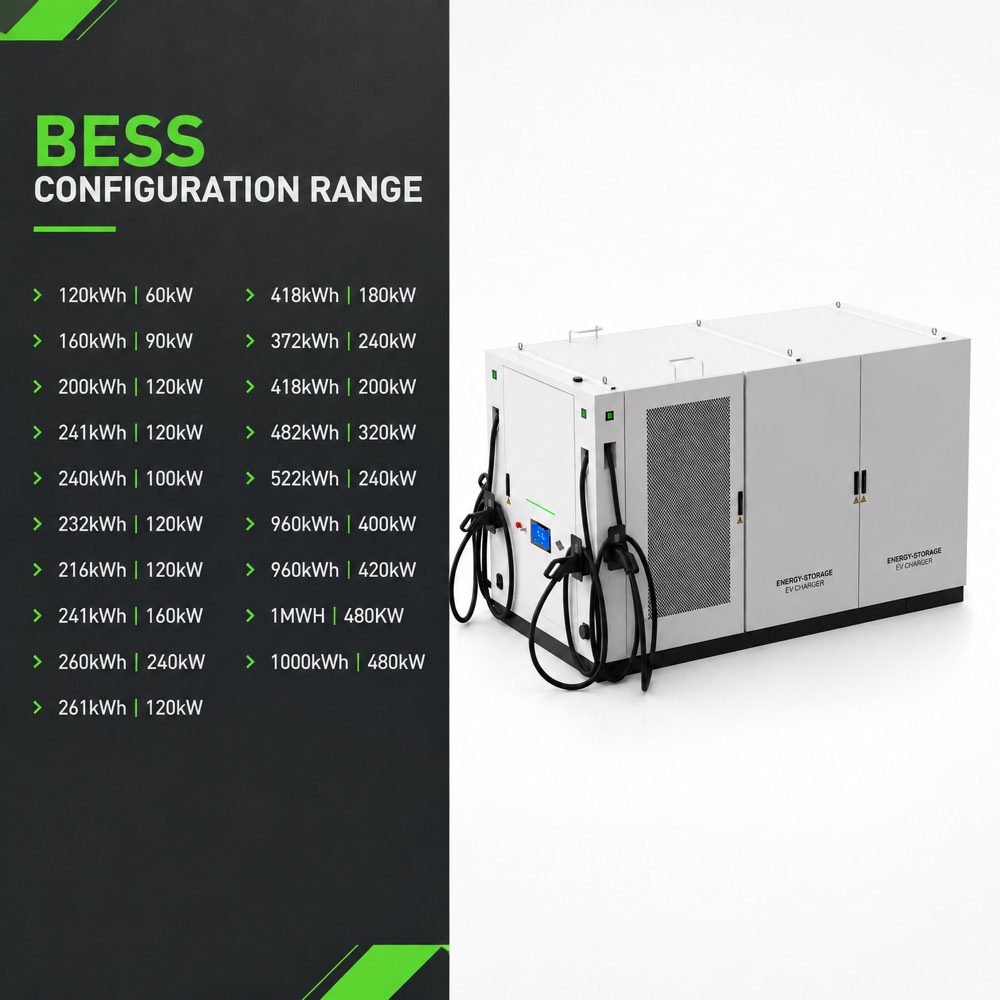 Integrated BESS Battery Storage EV Charging Energy System Germany Europe 240kW 260kWh Charging Network - Integrated BESS and DC Charging Architecture