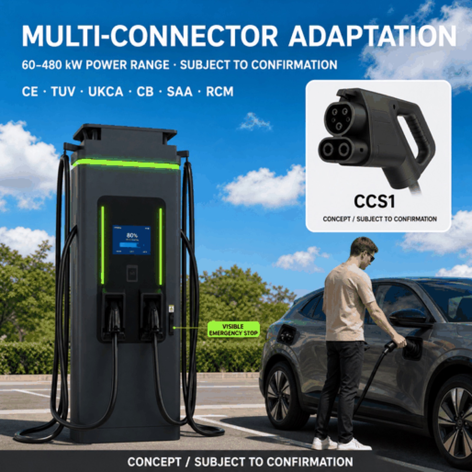 Solar Plus Storage DC 90kW 150kW 200kW Switzerland Grid DC EV Charging System Charging - Flexible 90kW-200kW Floor-Standing DC Power