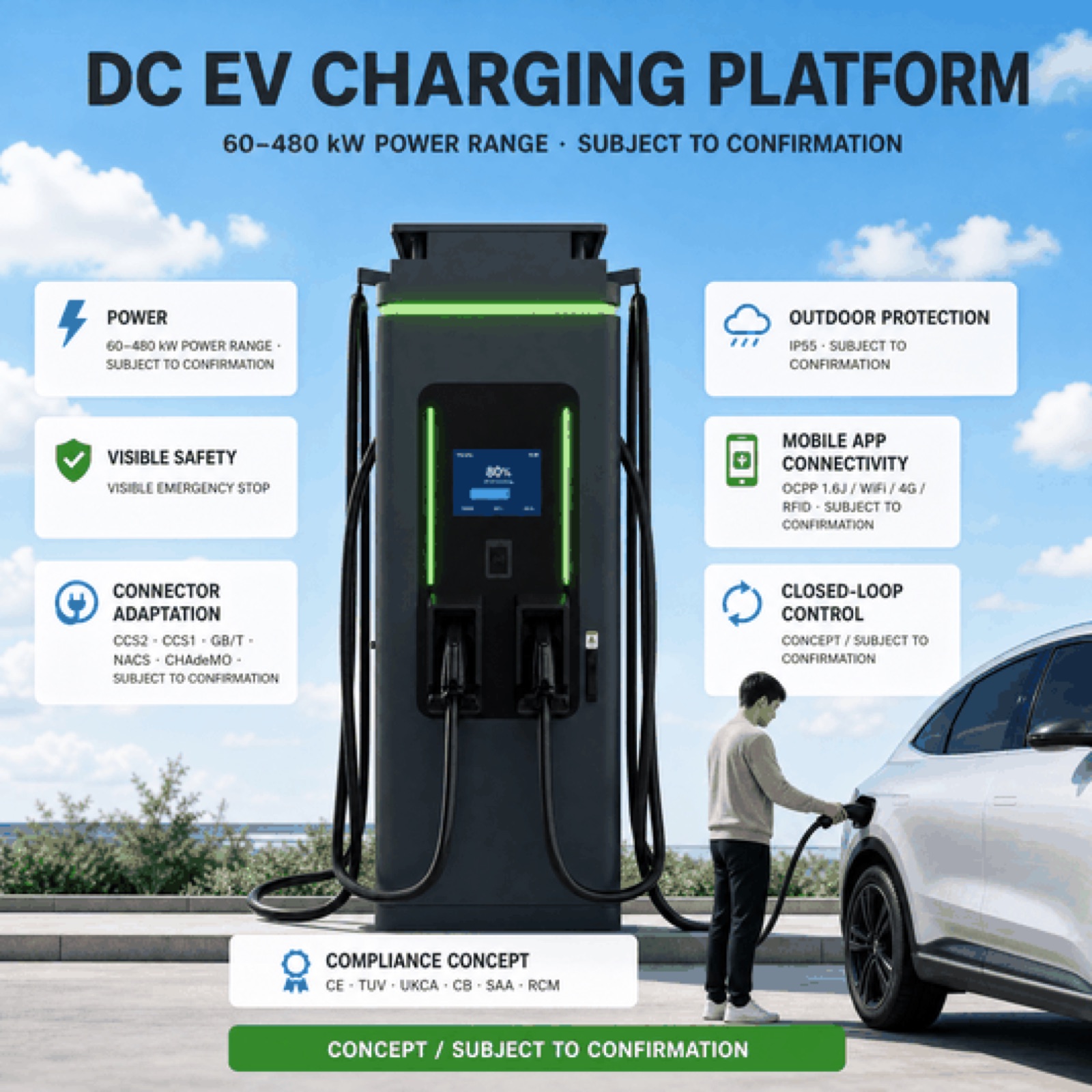 Networked DC Charging 300kW 80kW Station CCS2 Rugged Taxi Fleet Charging Wholesale Supply - Built for Demanding Outdoor Commercial Duty