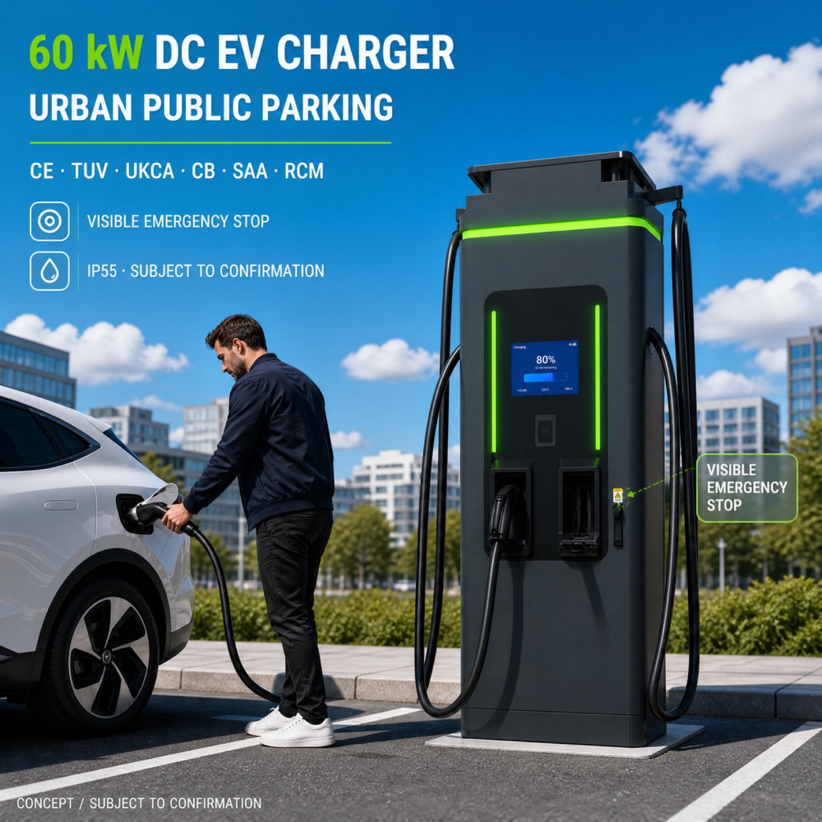 90kW 150kW 200kW Fleet Fast Rooftop Solar DC DC EV Charger Motorway Service Area - Flexible 90kW-200kW Floor-Standing DC Power