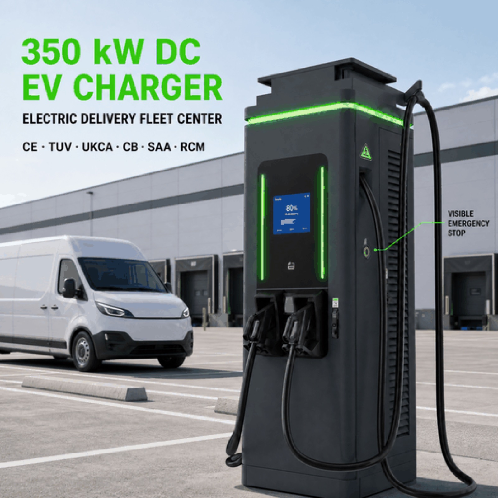 Public DC EV 90kW 300kW Charging Station Fleet SmartCharging Roadside Fast Charging Scalable System - Smart, Networked and Payment-Ready DC Charger