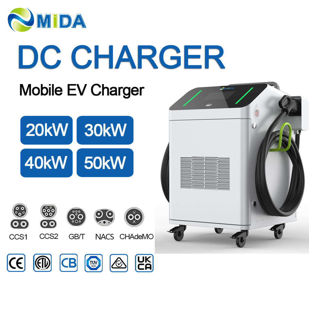 Heavy Duty 60kW Mobile DC Fast Charger CCS2 CHAdeMO Wheeled Portable EV Charging Station Commercial Use - Smart Control and Multi-Standard