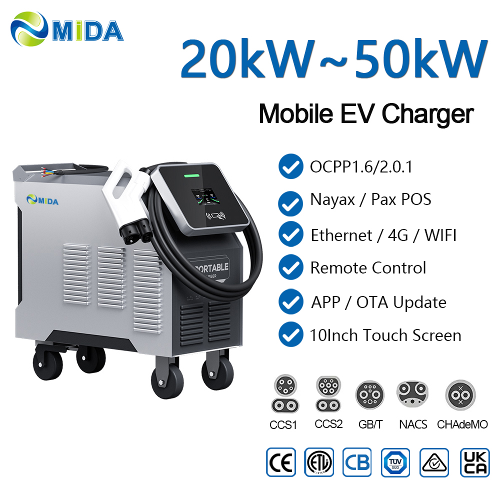 Maisbao 40kW Portable Charger Station CCS2 CHAdeMO Movable DC Fast EV Charging Pile Highway Rescue Emergency - Smart Control and Multi-Standard