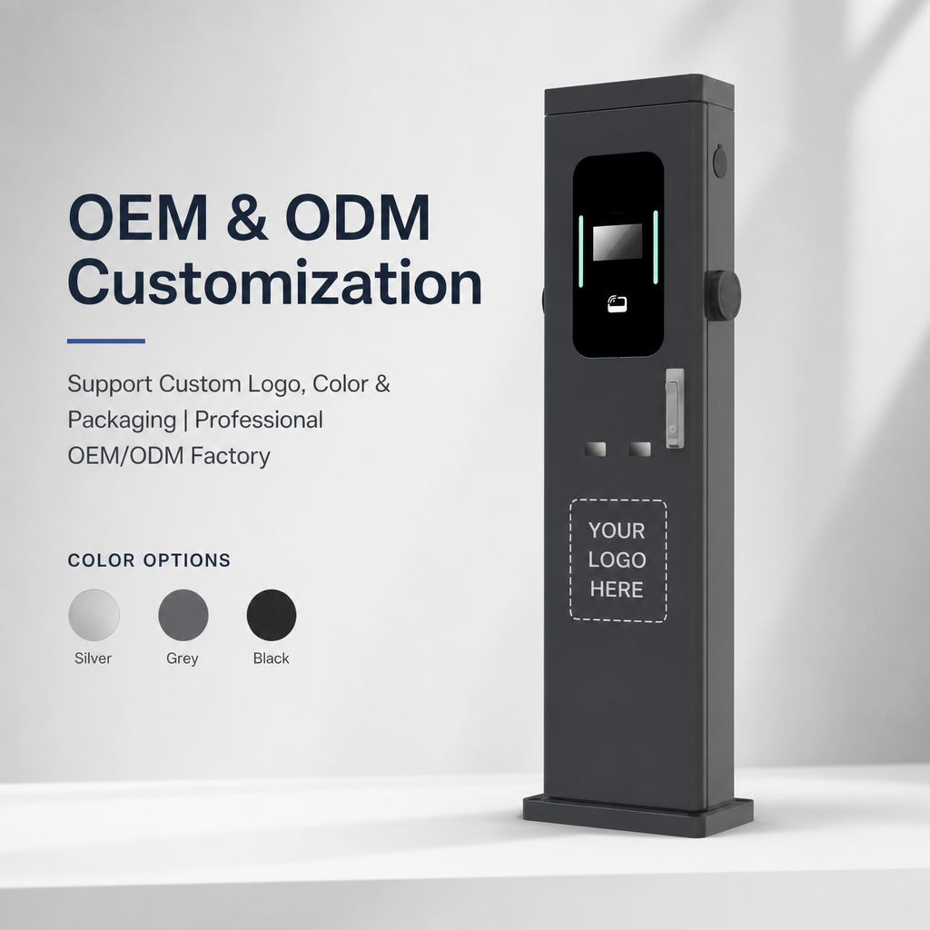 22kW 44kW Dual Socket Pedestal EV Charging Station Floor Mounted Commercial Level 2 Smart AC Charger With RFID - Built for Commercial Outdoor Duty