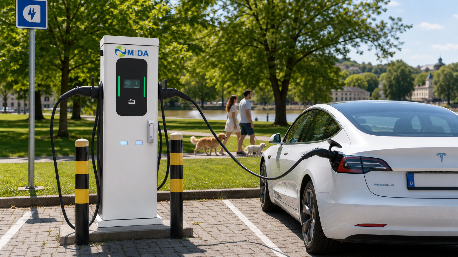 High Quality 11kw 22kW Pedestal EV Charging Station Floor Mounted Smart Level 2 EVSE With OCPP 1.6J RFID Card - Flexible 14kW-88kW AC Power Options