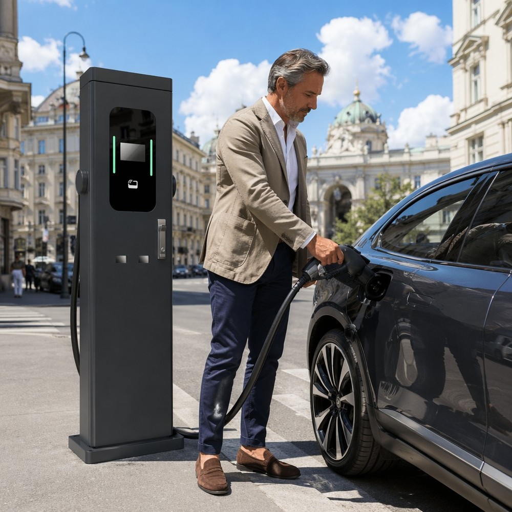Commercial 22kW 44kW Dual Socket Pedestal AC EV Charger Floor Mounted Electric Vehicle Charging Station Smart - Flexible 14kW-88kW AC Power Options
