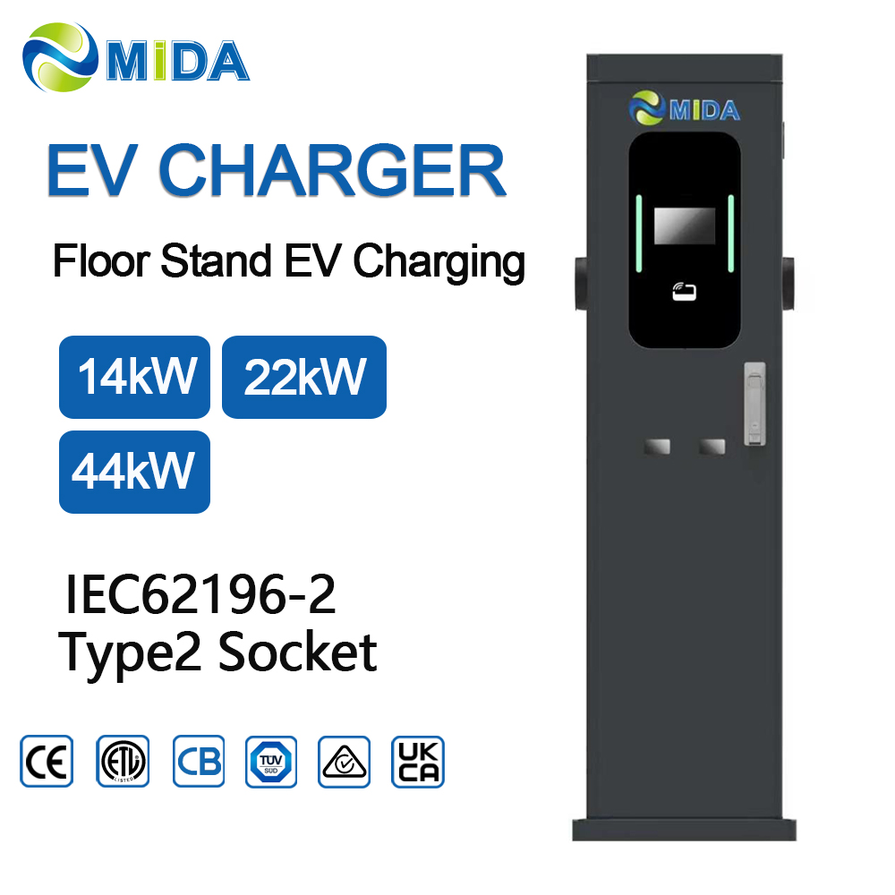 Commercial 11kW 22kW Socket Pedestal Floor Mounted AC EV Charging Station Smart Level EVSE Approved CE Fully Certified - Flexible 14kW-88kW AC Power Options