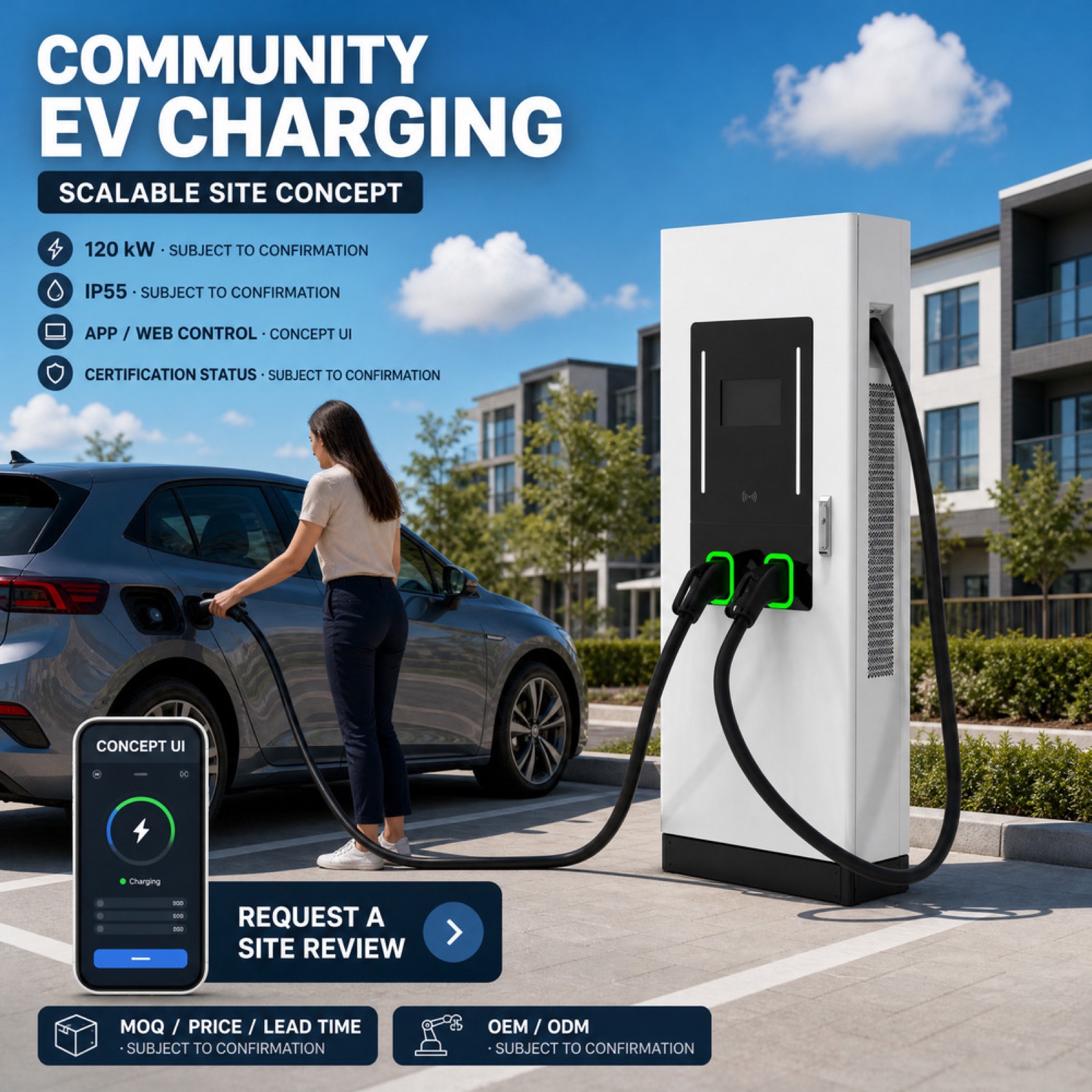 100kW 120kW Freestanding DC Fast Charger IP54 Rated RFID Enabled Logistics Hub CCS2 CCS1 - High Efficiency and Lower Operating Cost