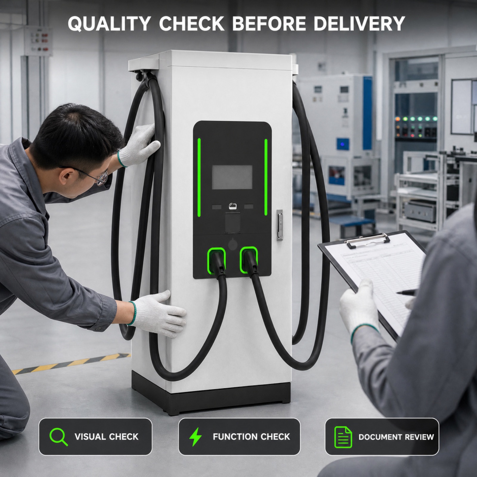 60kW 90kW DC Charging Post Standalone Supercharging Service Station Dual Connector Networked - Built for Demanding Outdoor Commercial Duty