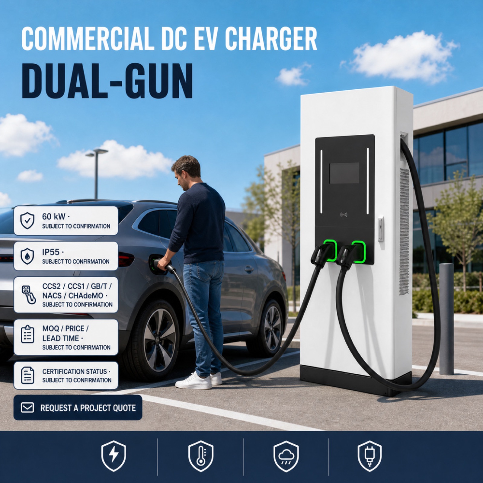 60kW 160kW Freestanding EV Charging Pile Weatherproof RFID Enabled Shopping Mall CCS2 CCS1 - Safety, Compliance and Long Service Life