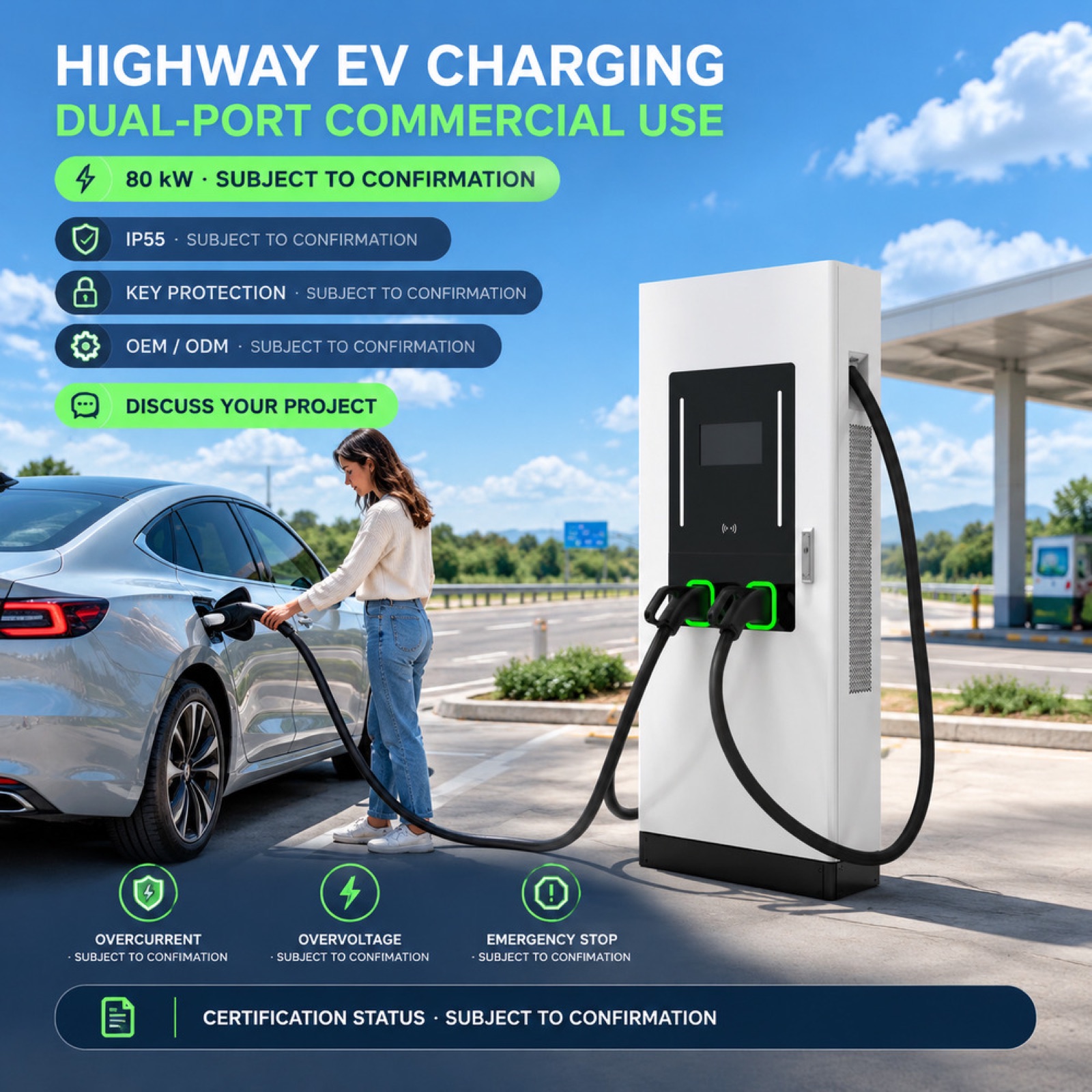 MIDA Power 120kW 160kW DC Charging Pile Pedestal Ultra Fast Dual Gun CCS2 Outdoor - Fast Deployment Across Many Commercial Sites