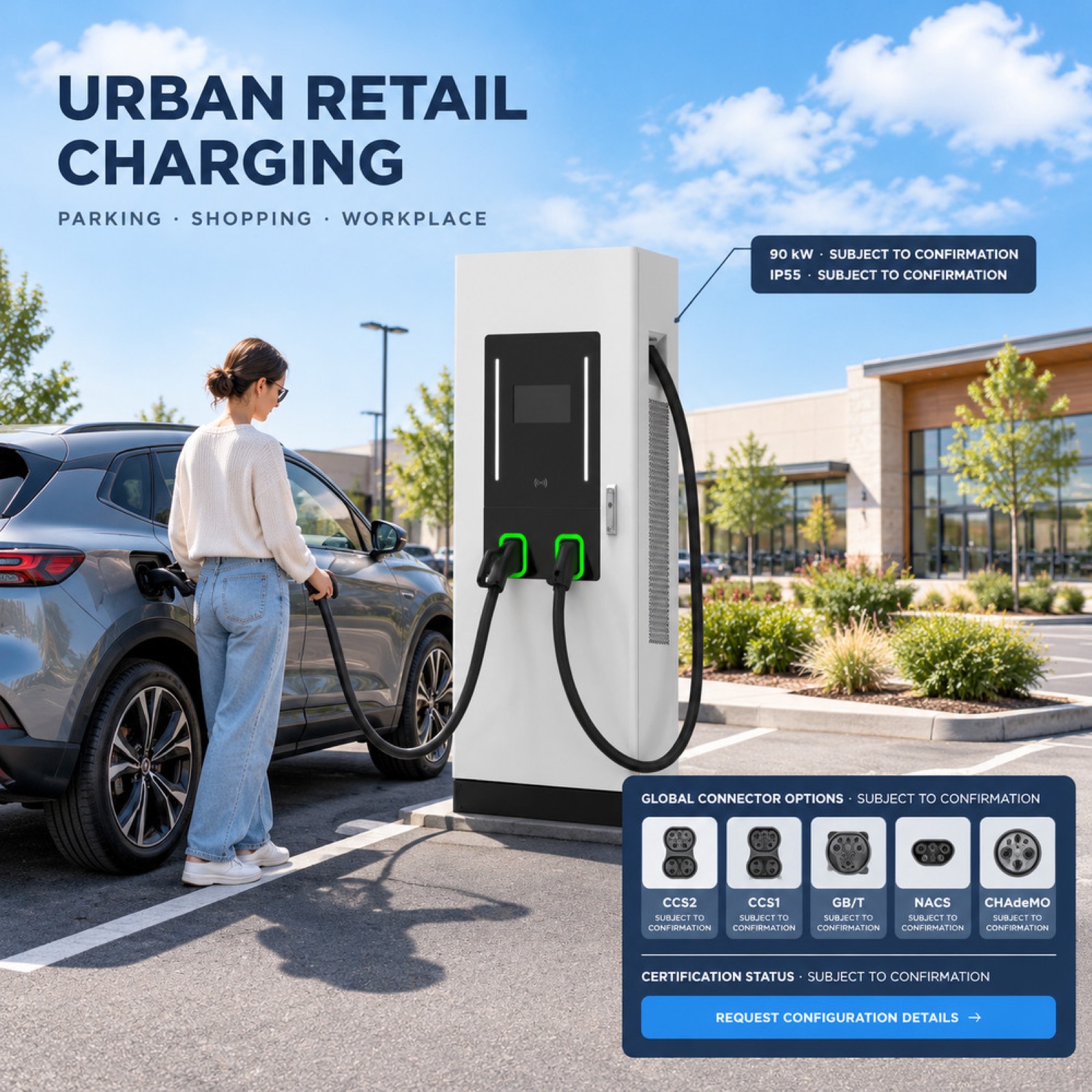 60kW 90kW EV Charging Pile Floor Standing Level 3 CCS2 CCS1 Logistics Hub - High Efficiency and Lower Operating Cost