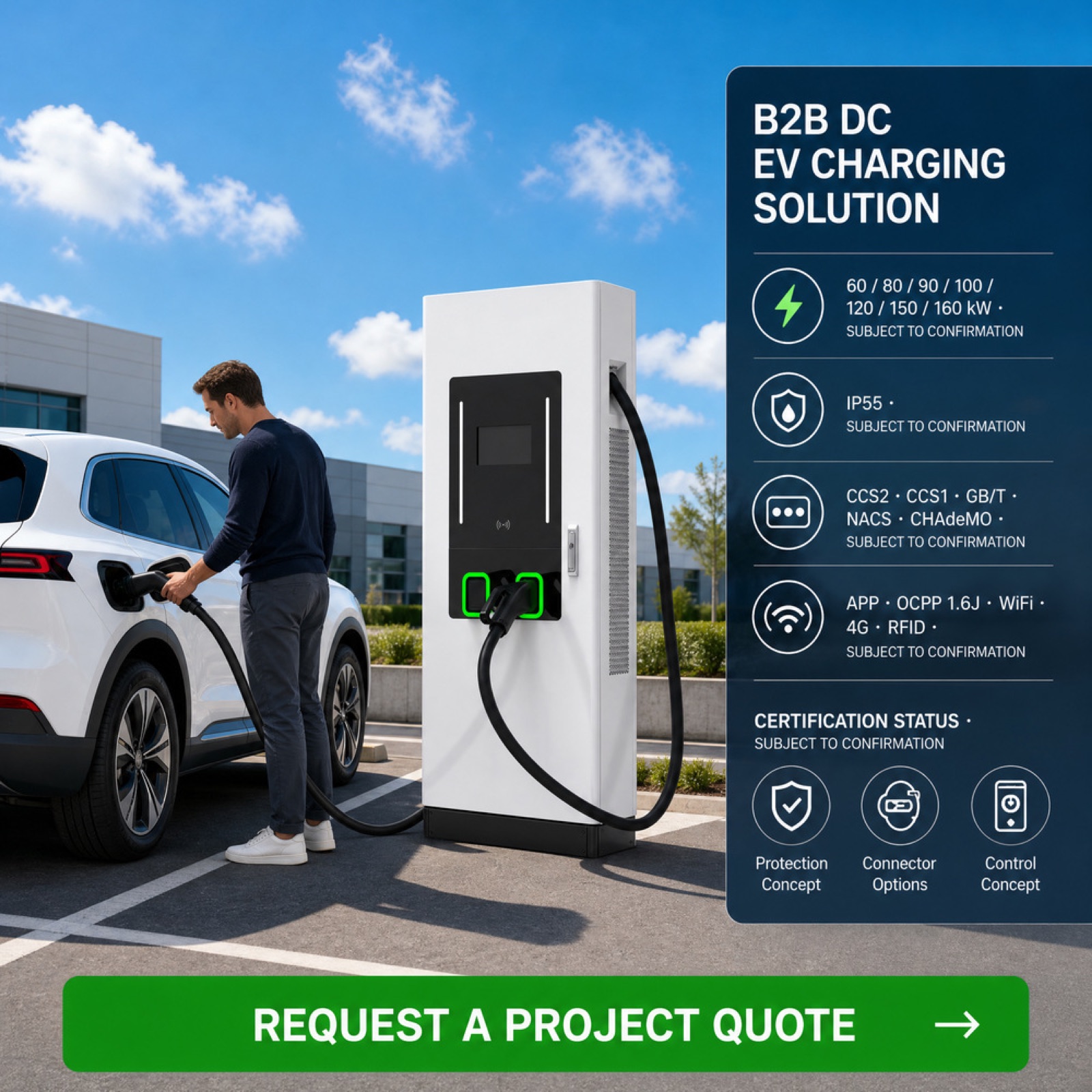 60kW 90kW EV Charging Pile Floor Standing Level 3 CCS2 CCS1 Logistics Hub - Fast Deployment Across Many Commercial Sites