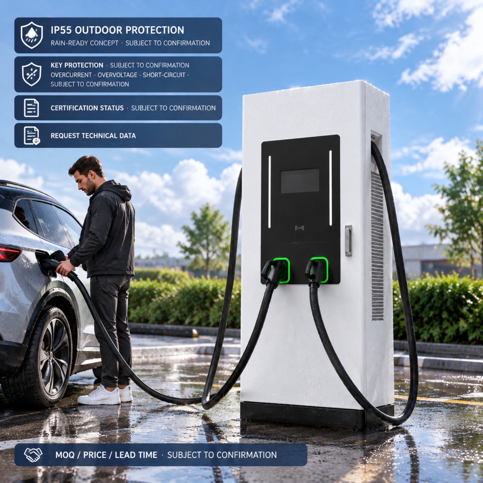 90kW 160kW DC EV Charger Freestanding Dual Connector App Control Weatherproof Public - Fast Deployment Across Many Commercial Sites