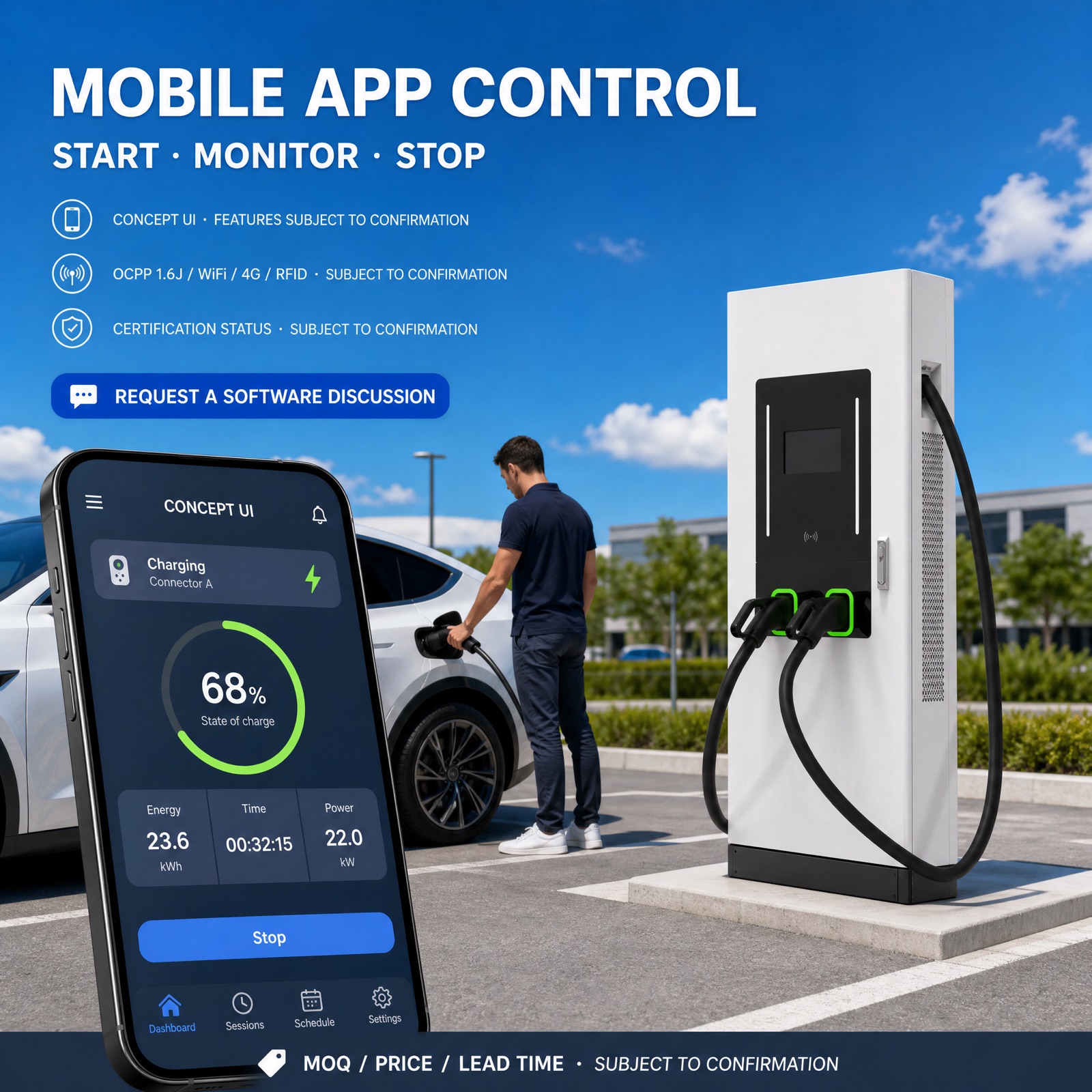 High Power 120kW 160kW DC Charging Station All In One Fleet Depot CCS2 CCS1 - Flexible 120kW-160kW Floor-Standing DC Power