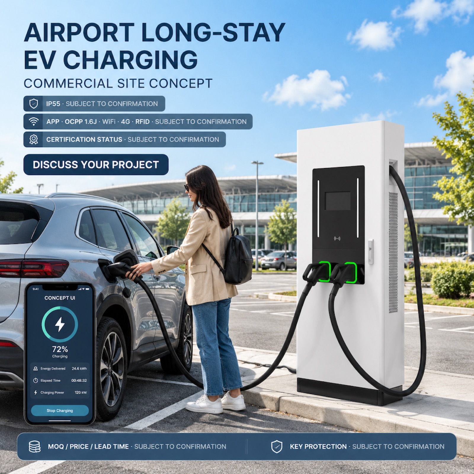 MIDA High Power 80kW 120kW Electric Vehicle Charging Station Floor Standing Service Station CCS2 - High Efficiency and Lower Operating Cost