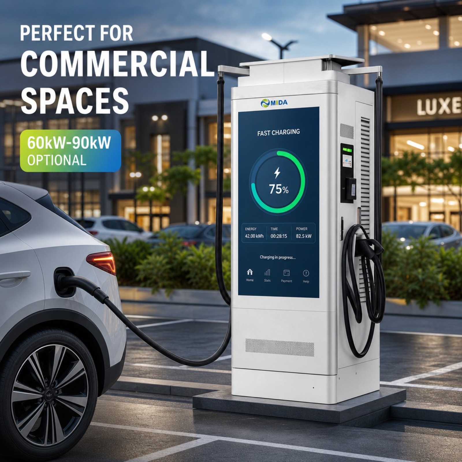 200kW 280kW Workplace Smart Display Pedestal DC Charging Station Level 3 Dual Connector - Flexible 200kW-280kW Advertising DC Power