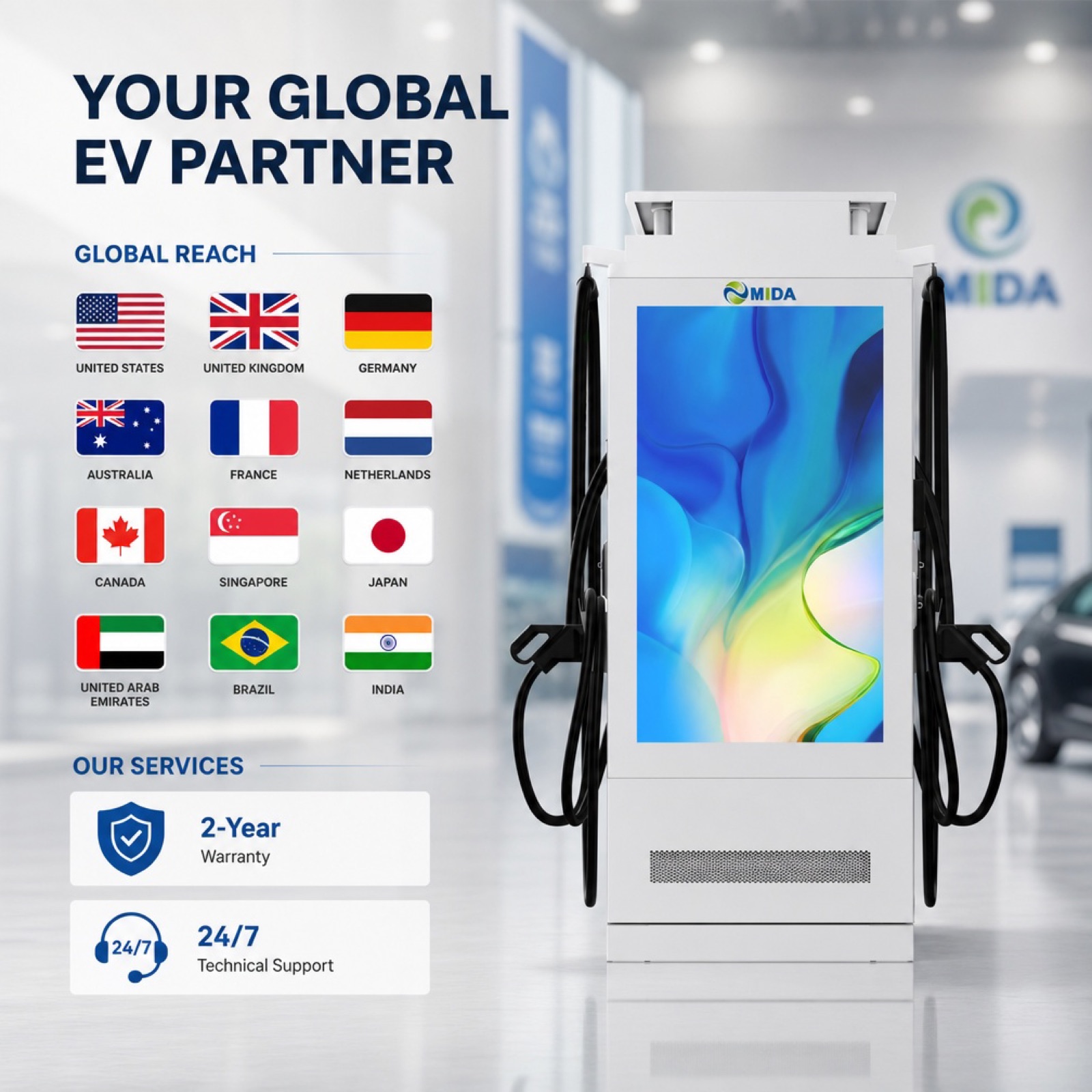 60kW 80kW DC Charging Pile Floor Mounted Rapid Billboard Display CCS2 CHAdeMO Gas Station - Built for Demanding Outdoor Commercial Duty
