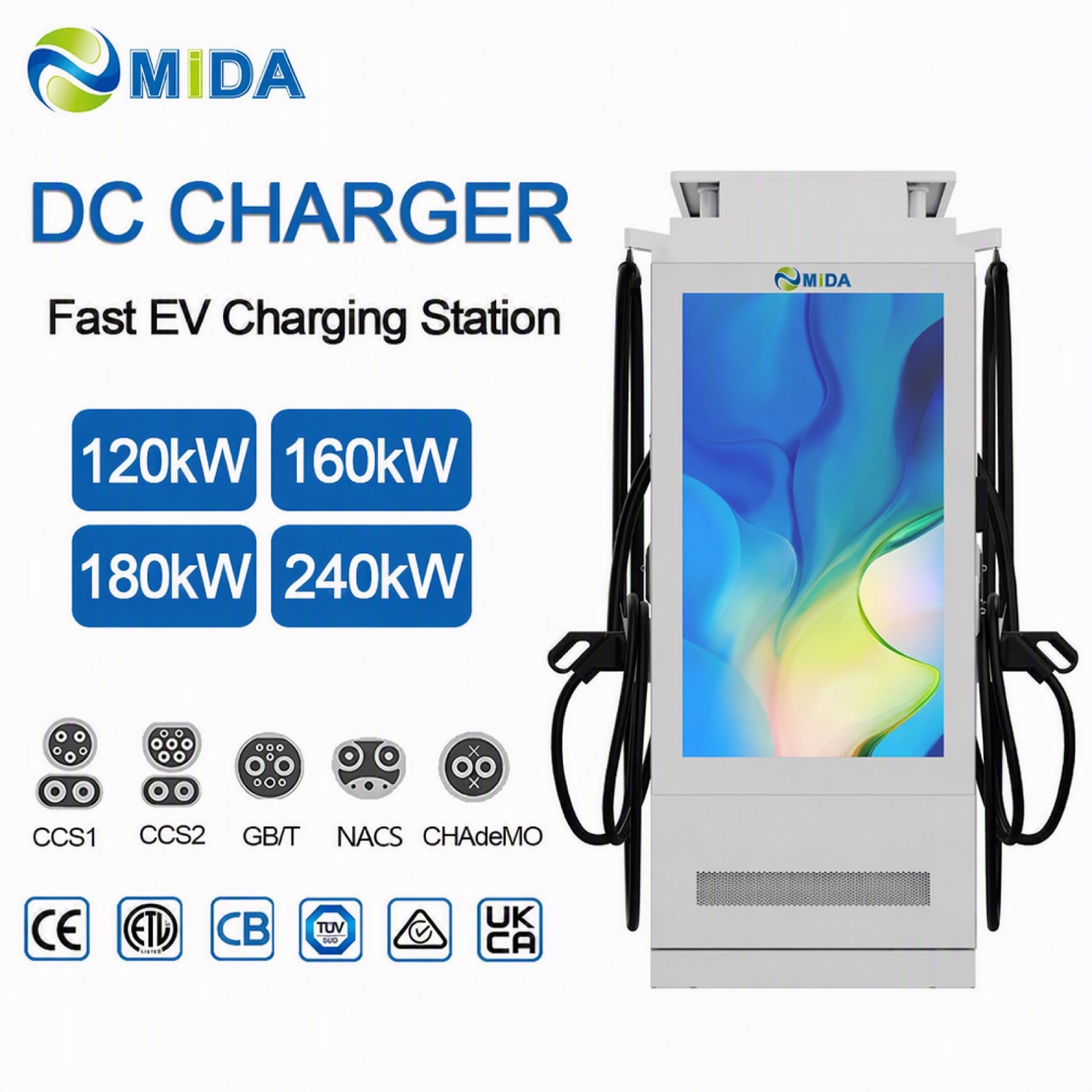 60kW 80kW DC Charging Pile Floor Mounted Rapid Billboard Display CCS2 CHAdeMO Gas Station - Flexible 60kW-80kW Advertising DC Power