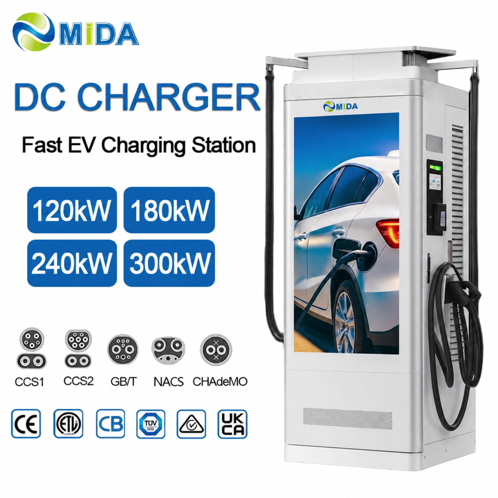 200kW 280kW Photovoltaic DC Charging Station Freestanding Grid Tie Media Screen Energy Storage - Solar PV DC-DC Advertising Charging Efficiency