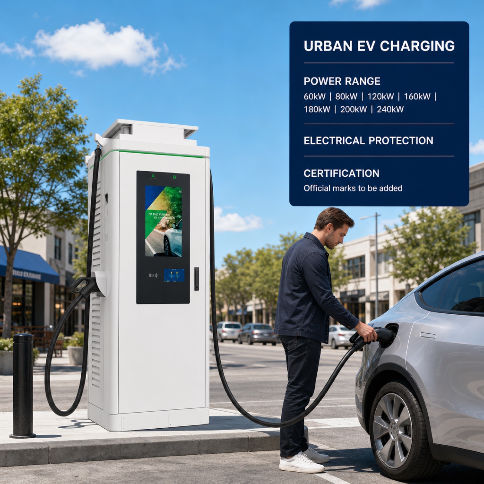 60kW 240kW Solar Hybrid DC Fast Charging Station Standalone Microgrid Smart Display Clean Energy - Solar PV DC-DC Advertising Charging Efficiency