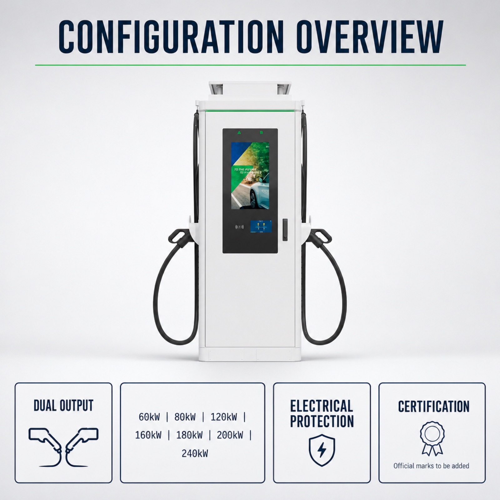 80kW 100kW Floor Standing DC Charging Post Advertising Screen Networked Dual Connector - Built for Demanding Outdoor Commercial Duty