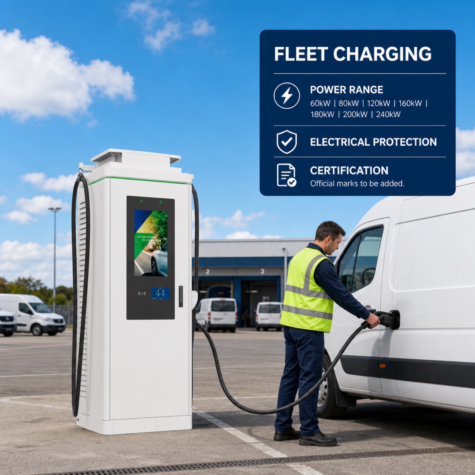 60kW 180kW Fleet Depot Digital Billboard Freestanding EV Charging Station Supercharging CCS2 GB/T - Safety, Compliance and Long Service Life